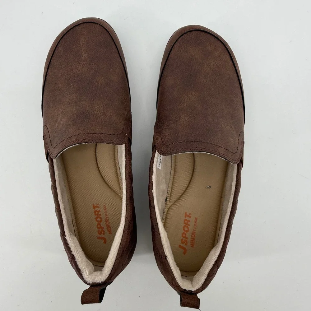 JSport by Jambu Lisa Brown Quilted Faux Fur‎  Slip On Shoes S5LSA34 Women 6.5